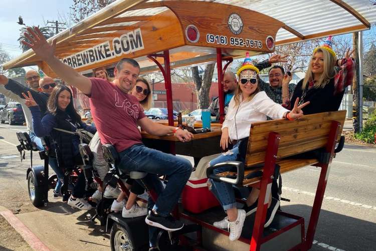 Brew bikes are a team building activity in Sacramento that lets everyone relax.