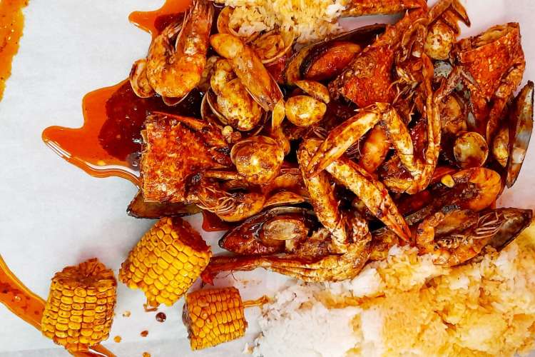 a platter of Cajun crawfish