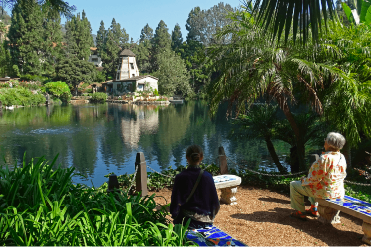 visit the lake shrine garden for a relaxing thing to do in los angeles