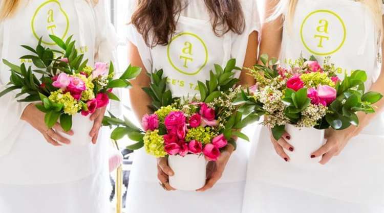 women taking a floral arranging class