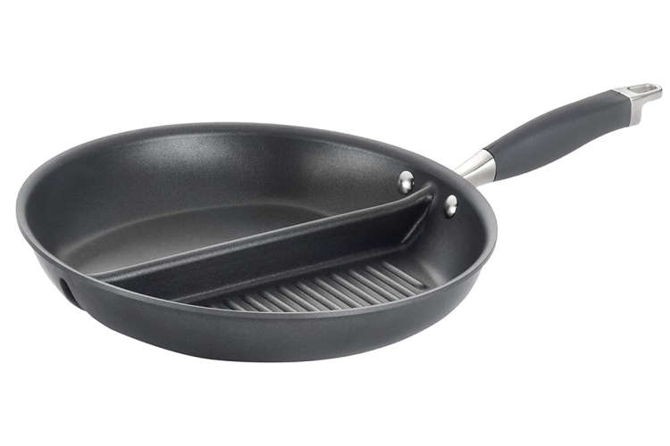 Anolon Advanced Home 12.5 Inch Divided Grill and Griddle Pan