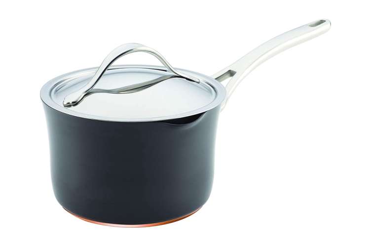 Anolon Nouvelle Copper Luxe 3.5 Qt. Covered Straining Saucepan