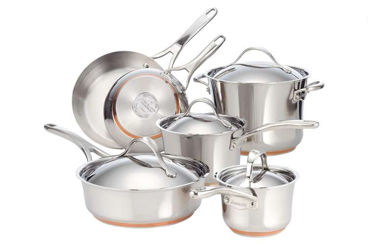 the Anolon Nouvelle Stainless 10-Piece Cookware Set includes some of the best stainless steel cookware