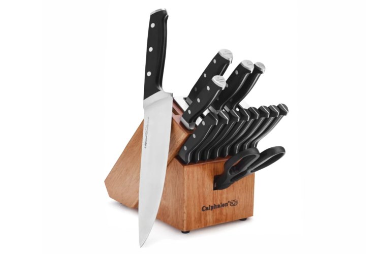 TOWER Kitchen Knives Set 5-PC Damascus Effect Acrylic Stand -Rose