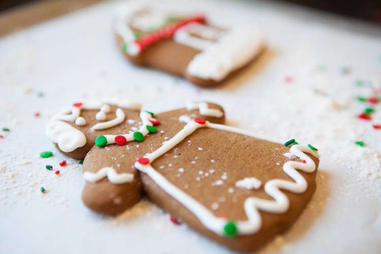 gingerbread man cookie decorated for Christmas