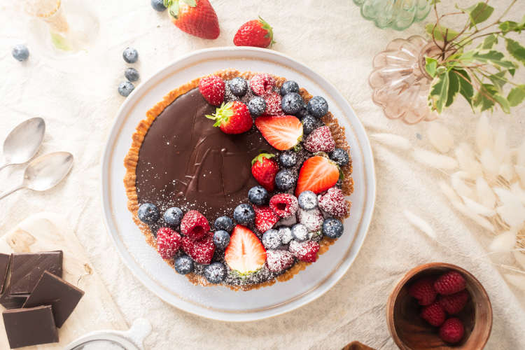 deep dark chocolate ganache tart is simple to make