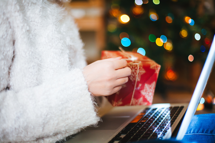 a virtual gift exchange during a virtual holiday party