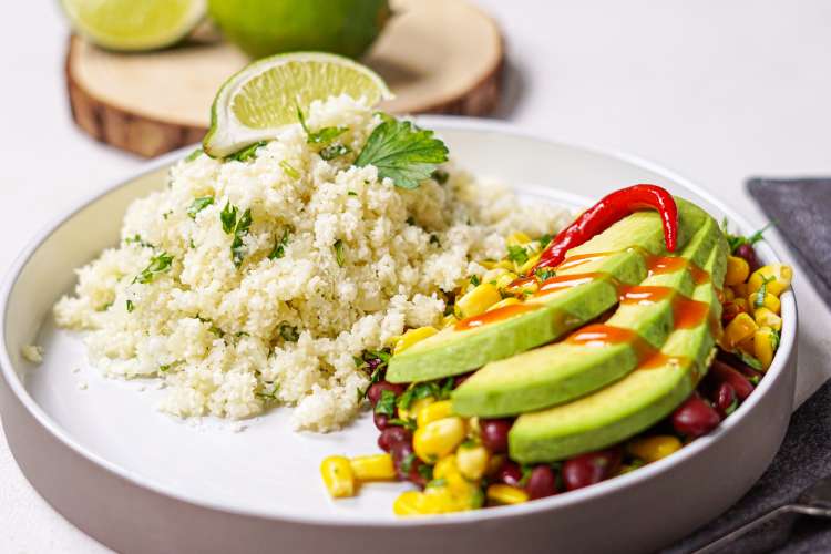 cilantro lime cauliflower rice is a keto-friendly low carb mexican side dish