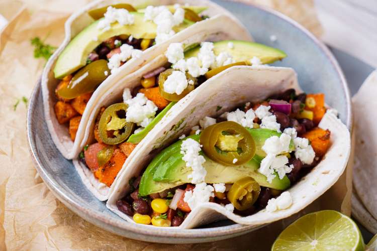 sweet potato black bean tacos are a flavorful healthy mexican dinner idea