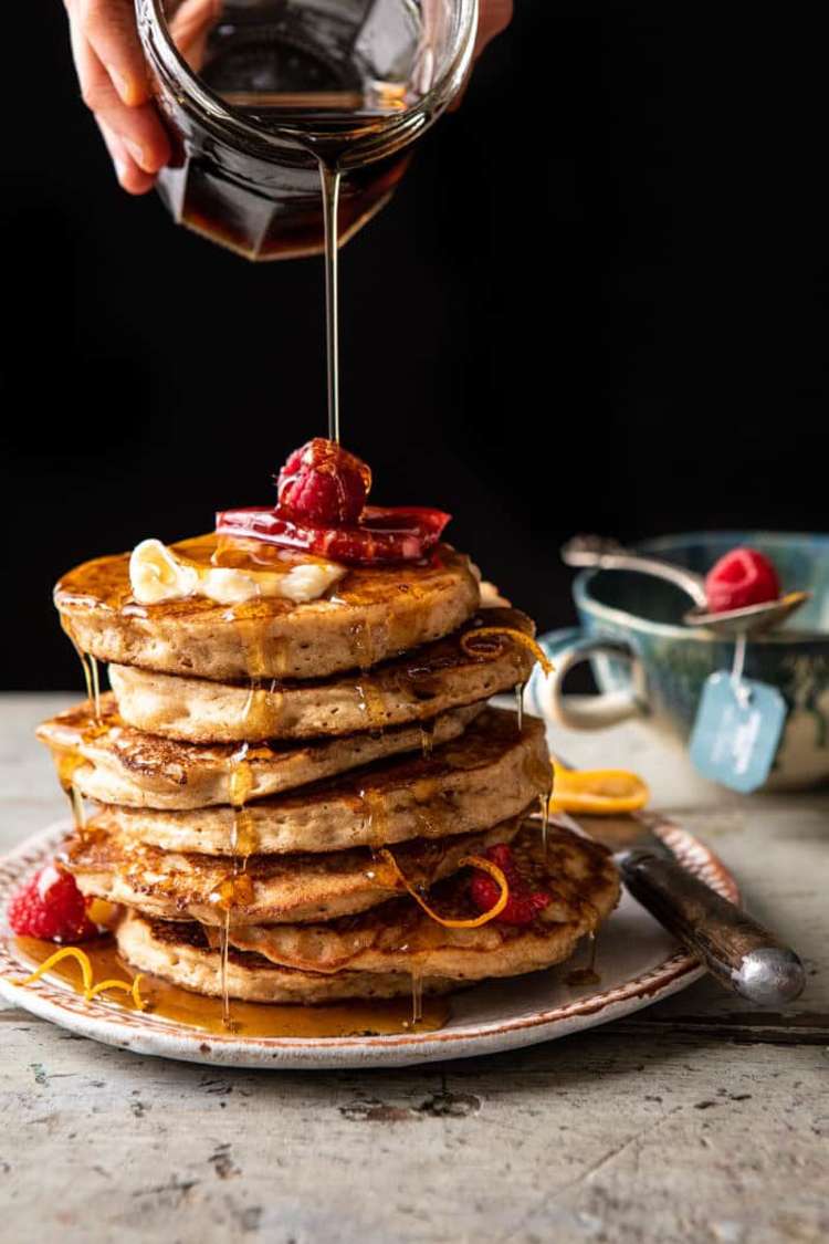 earl grey lemon ricotta pancakes are a spring recipe to brighten up your table