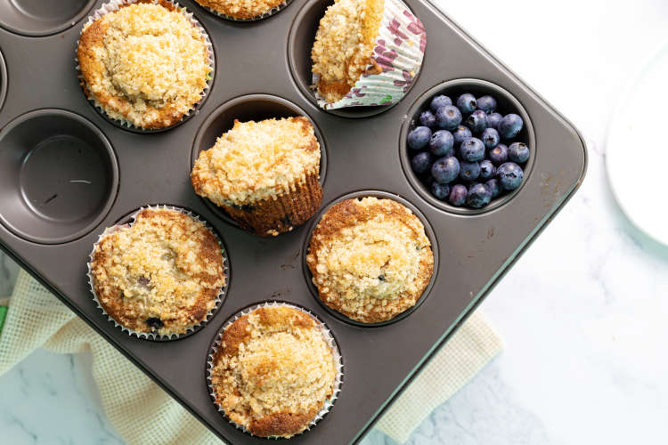 gluten free blueberry muffins are a tender gluten free snack for kids