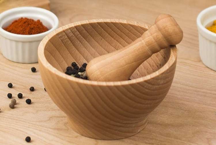 Harold’s Import Co. Wooden Mortar and Pestle