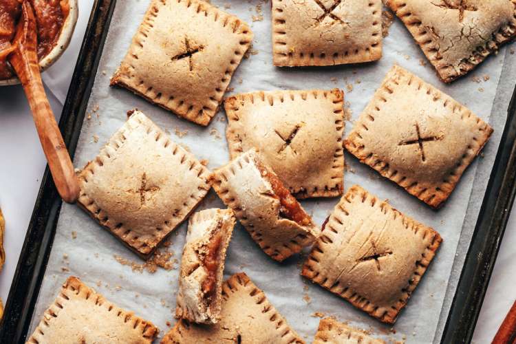 mini apple butter pop tarts are a beautiful autumnal dairy free snack