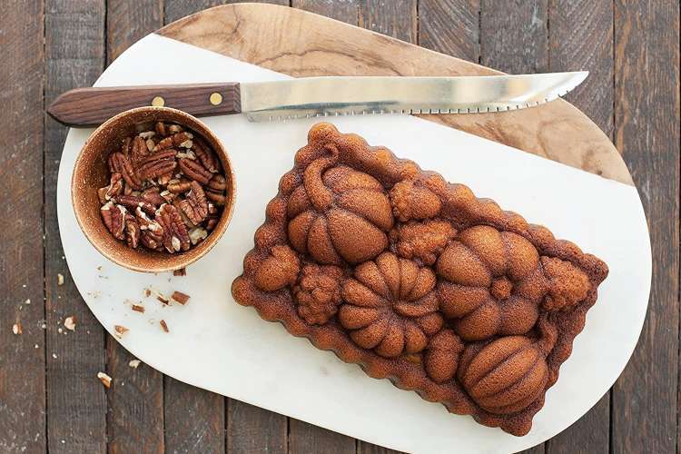 the Nordic Ware Harvest Bounty Loaf Pan is a cute last-minute mother's day gift