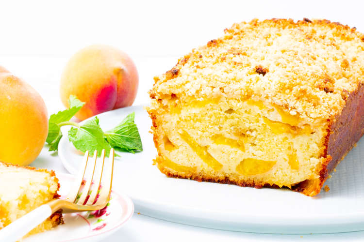 tender and moist peach cobbler pound cake is a perfect summer dessert