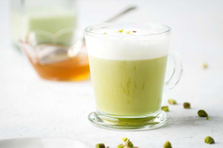 pistachio latte is a nutty and comforting gluten free dairy free snack