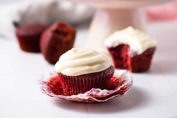 fluffy and tangy red velvet cupcakes are perfect for a crowd