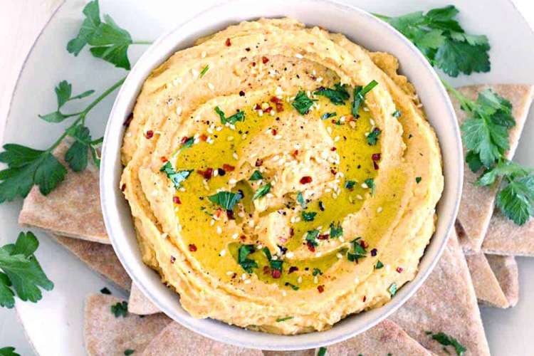 roasted sweet potato hummus is light and flavorful