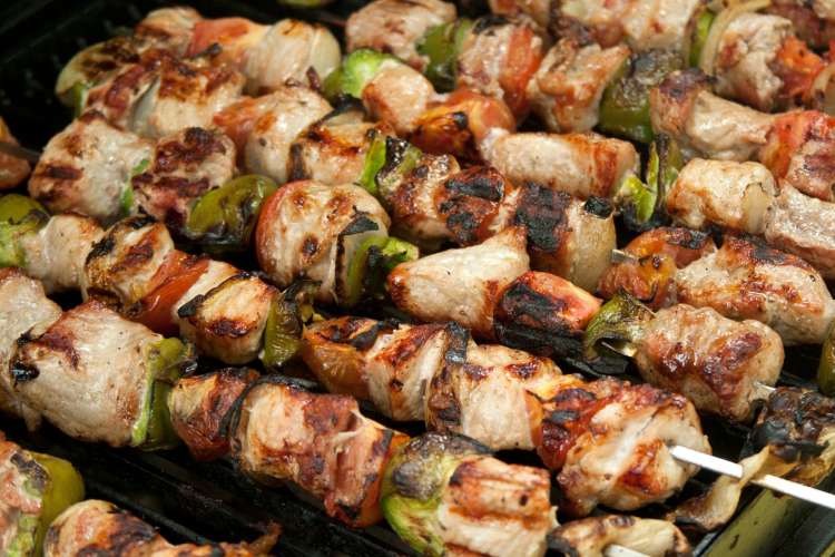 Souvlaki is the Greek food version of shish kebabs.