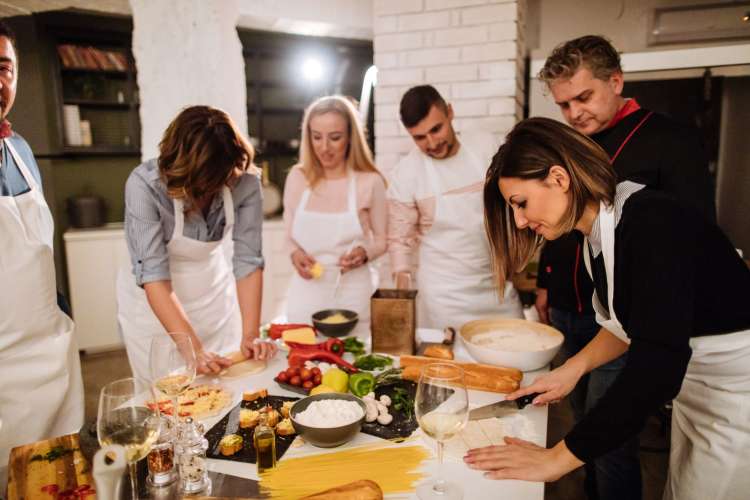 a group taking a cooking class together