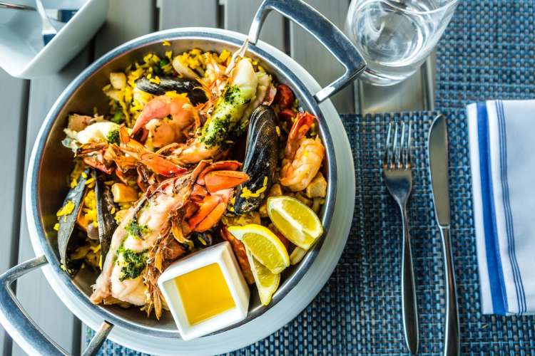 Sally's paella is some of the best seafood in San Diego.