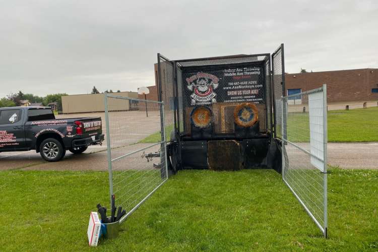 a mobile axe throwing alley