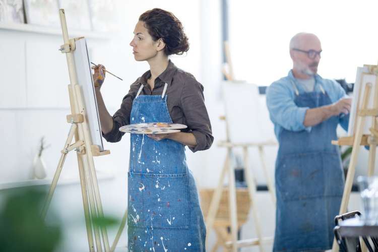 A painting class is a great creative team building activity in Mississauga.