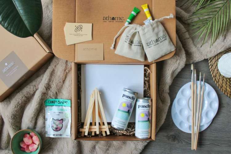 a kit with materials for a paint and sip at home