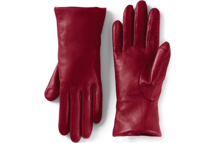 red winter gloves