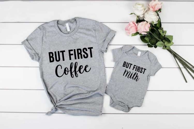 Mother-baby shirts are an adorable Christmas gift for new moms.