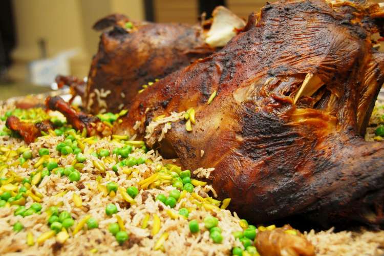 an Arabic rice and lamb dish called ghuzi