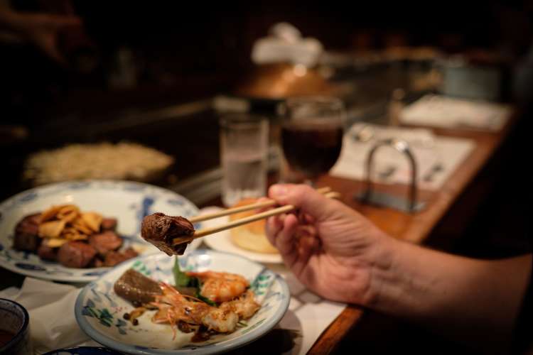 eating in a restaurant