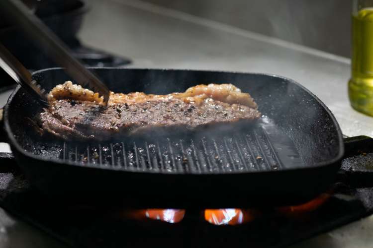 grilling a Kobe beef steak