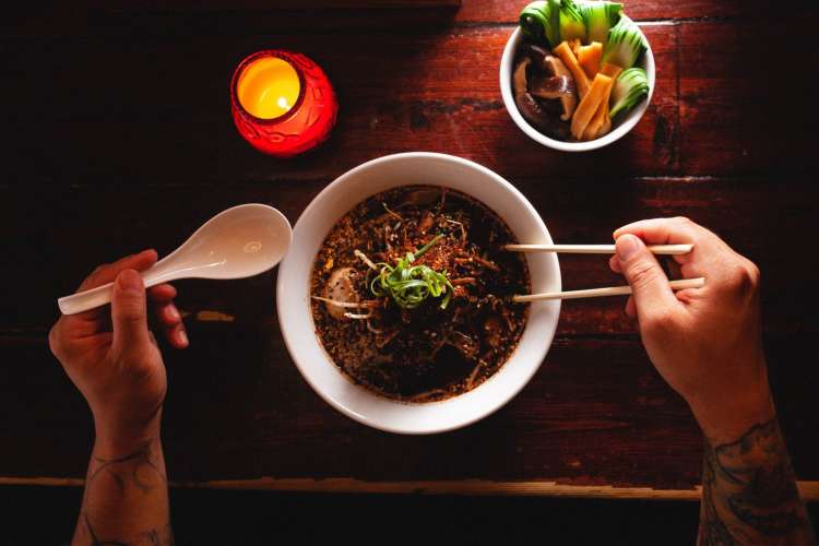 a bowl of spicy ramen