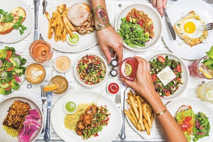 a variety of food on a table