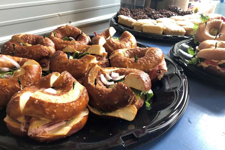 an array of bagel sandwiches