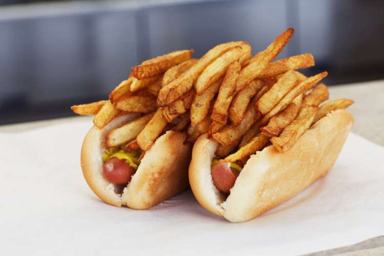 hot dogs with fries