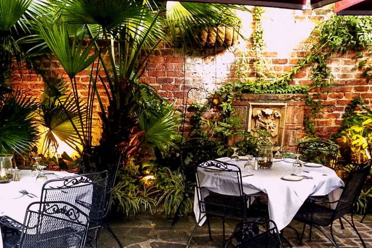 the patio of Bayona, in New Orleans' French Quarter