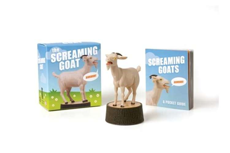 Screaming Goat figurine and book