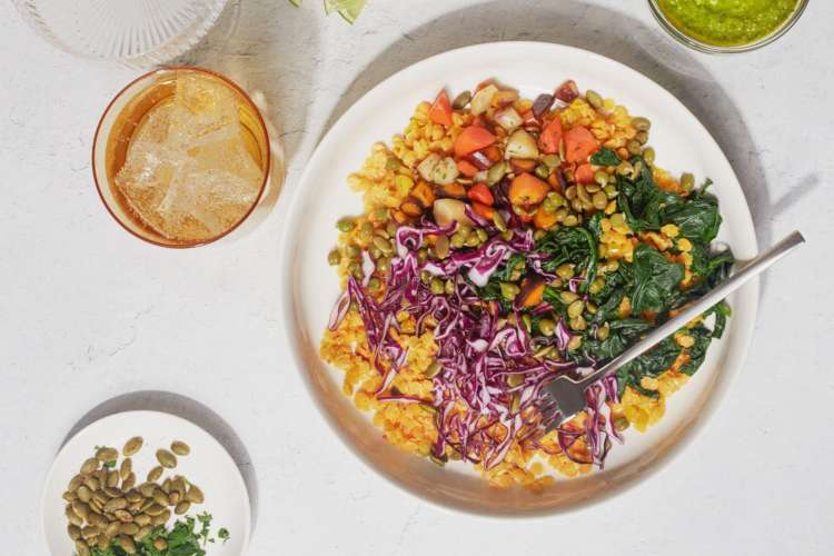 a vegetarian meal from sakara