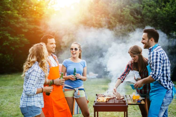 A barbecue makes a fun and tasty company picnic.