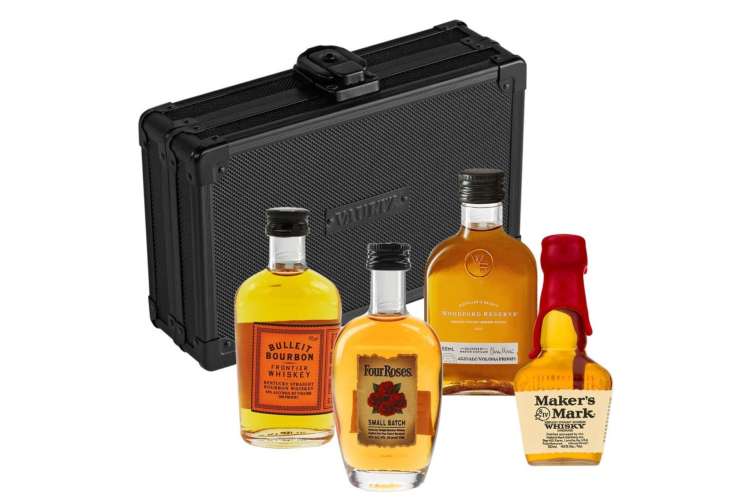 A bourbon sampler is one of the best gift baskets for spirit lovers.