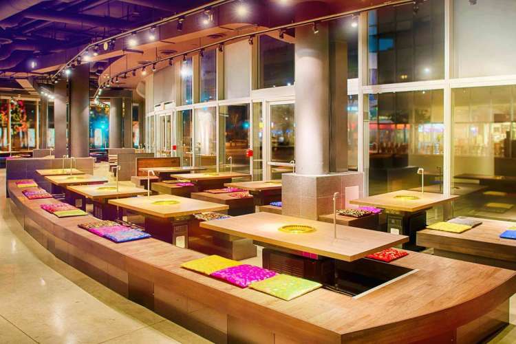 a colourful, open Korean dining space