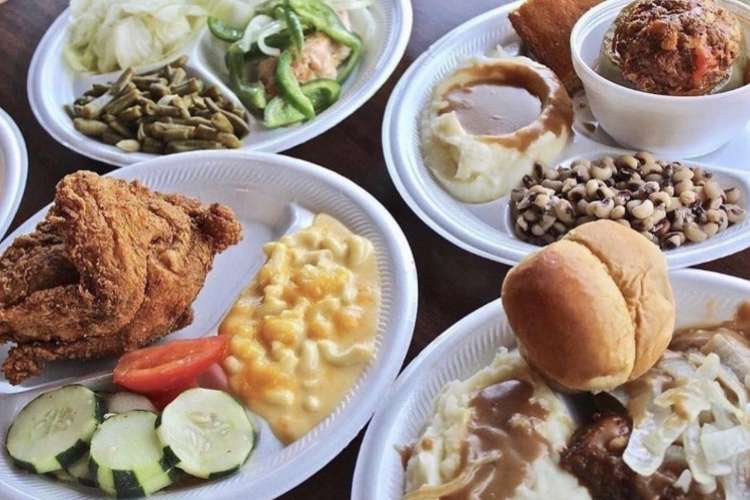 a variety of hot chicken plates with side dishes