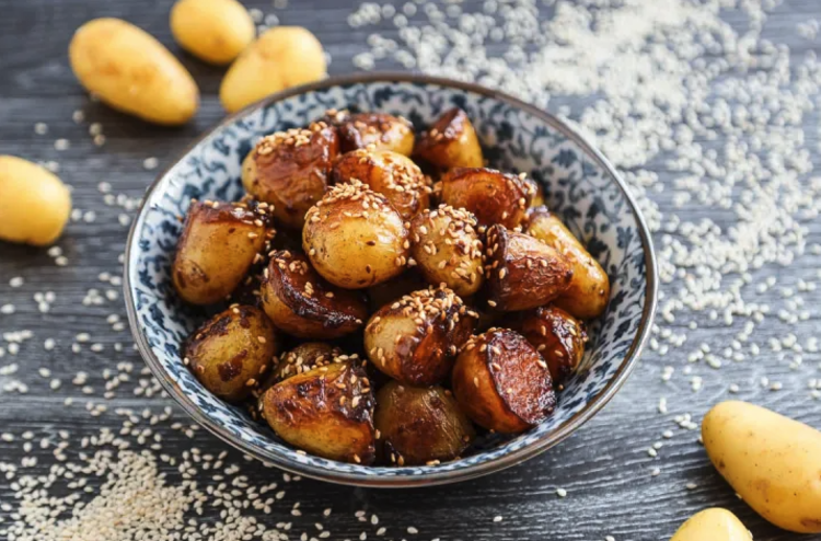 korean sweet soy-glazed potatoes are bold in flavor and delicious