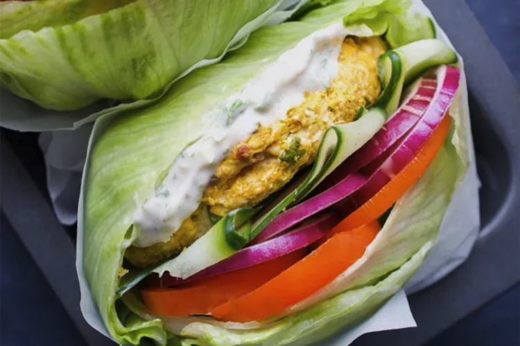 lettuce wrapped tandoori chicken burgers are an easy keto lunch idea