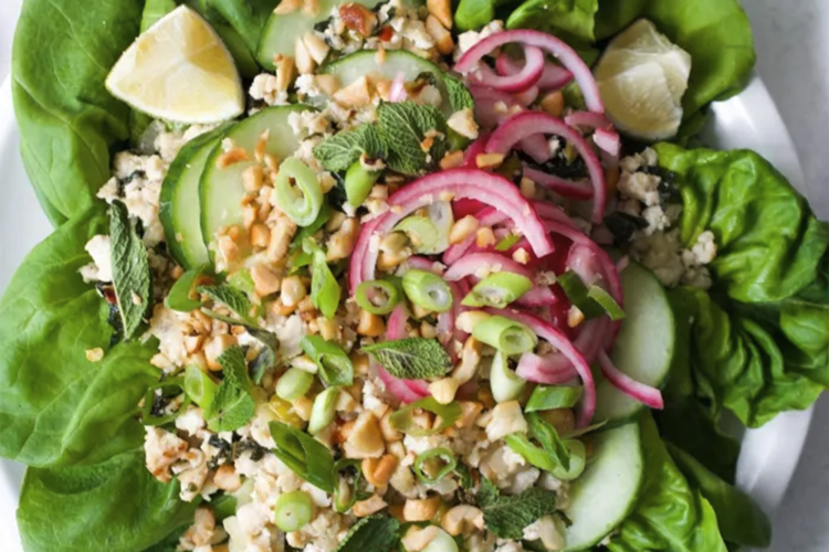 thai chicken larb salad is a fresh and flavorful healthy keto lunch idea