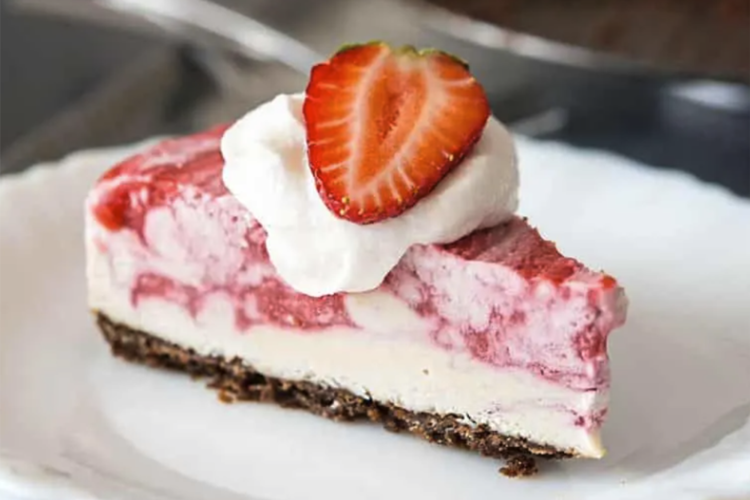 strawberry swirl cheesecake is a vegan and gluten free strawberry dessert