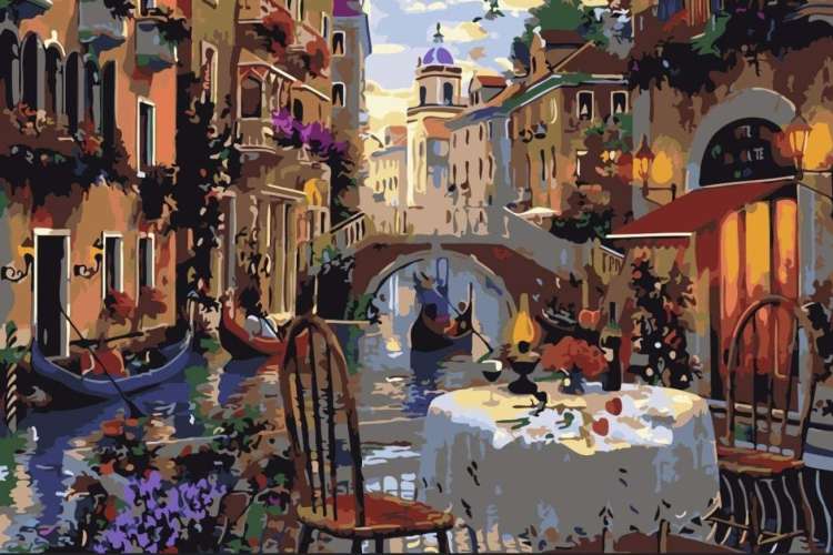 a paint by numbers scene of venice for adults to paint