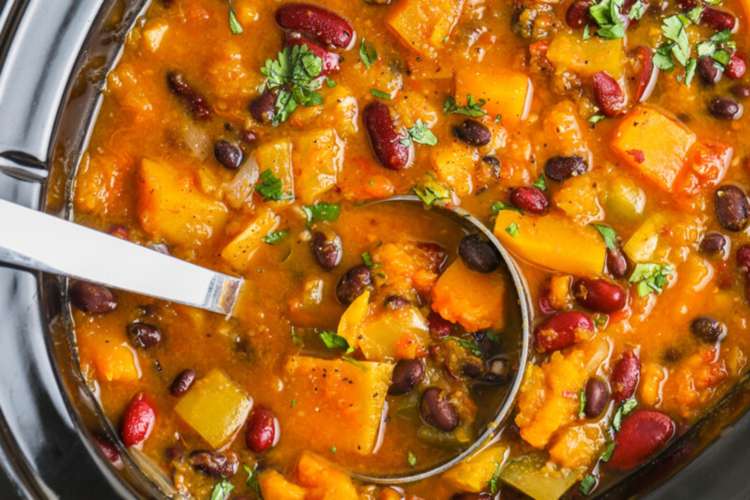 slow cooker butternut squash chili is a hearty and filling vegetarian soup recipe